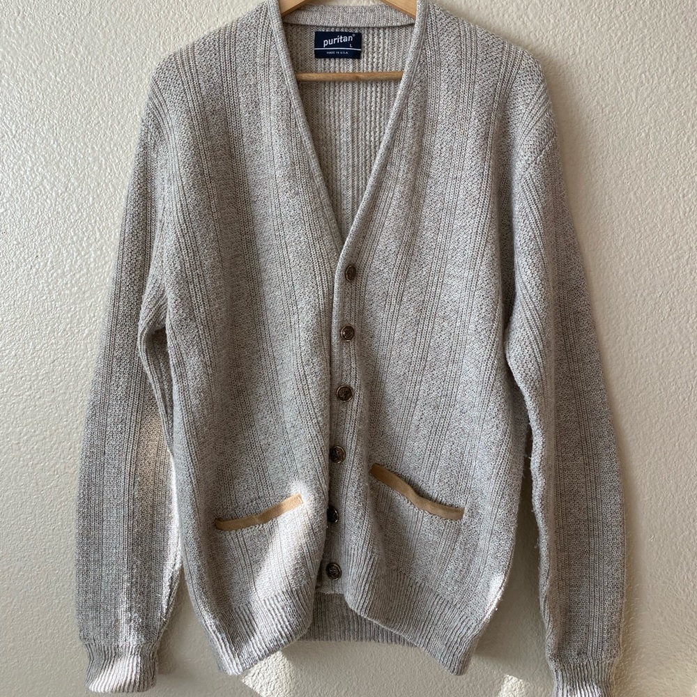 Vintage Puritan brown tan cardigan large